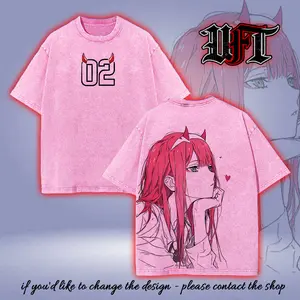 Darling in the franxx Zero Two DarliFra 2 v3 best waifu pink 2020 anime game movie 2 sided washed tshirt graphic tees tank top hoodie sweat shirt menswear