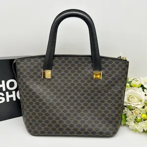 Pre-owned Celine As Shown Shoulder Bags Vintage Black Macadam Triomphe Canvas Tote Bag 2101219056371