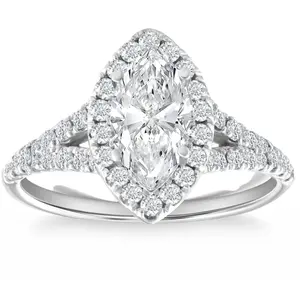Certified 1.50Ct Marquise Diamond Engagement Ring 14k White Gold Lab Grown
