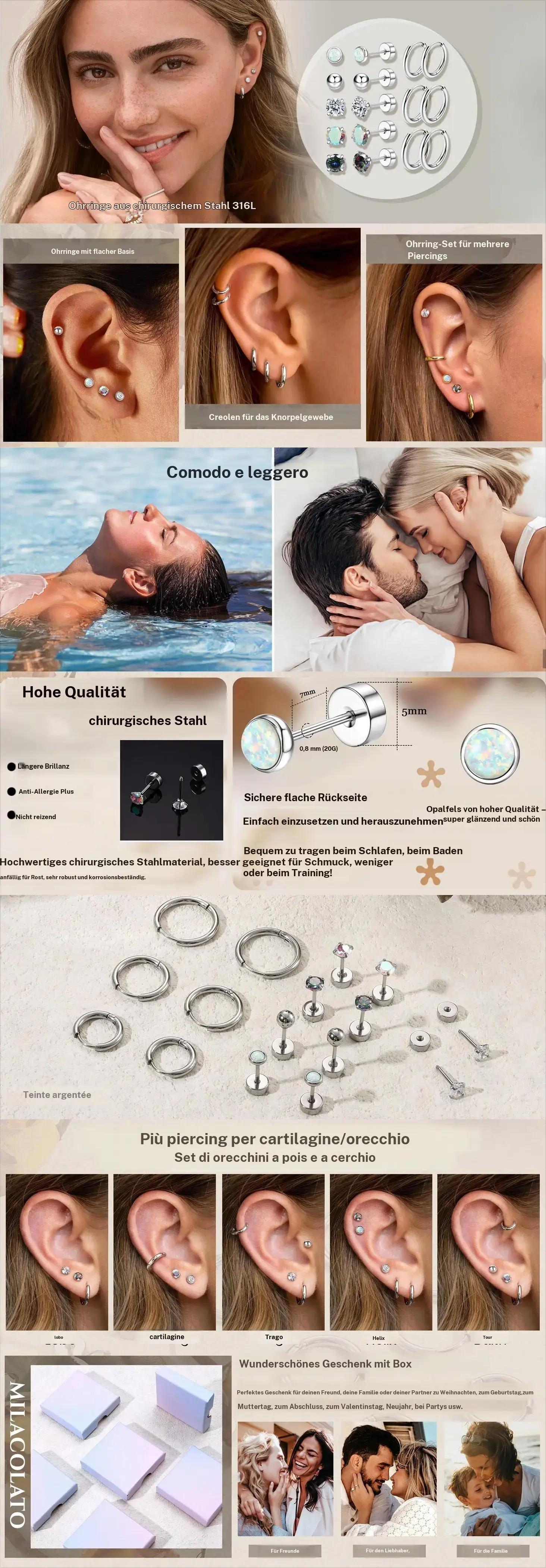 CASSIECA Surgical Steel Earrings for Sensitive Ears Hypoallergenic 20G Stainless Steel Stud Hoop Earrings for Women Men Small Opal Ball CZ Surgical Steel Flat Back Earrings Cartilage Earrings Hoop Stud CASSIECA Surgical Steel Earrings for Sensitive Ears Hypoallergenic 20G Stainless Steel Stud Hoop Earrings for Women Men Small Opal Ball CZ Surgical Steel Flat Back Earrings Cartilage Earrings Hoop Stud