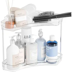 2 Tier Corner Bathroom Counter Organizer,Clear Sink Shelf,Bathroom Corner Organizer and Storage for Restroom, Countertop,Two Tier Small Sink Organizers & Rack for Makeup,Beauty Product
