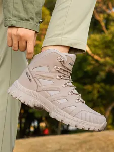 Men's Military Tactical Boots Waterproof Rubber Sole Lightweight Mid-Top Hiking Boots for Outdoor Work Size 39-46