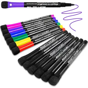 Magnetic Dry Erase Markers Fine Tip, 7 Colors (12 Pack) White Board Markers Dry Erase Marker with Eraser Cap, Low Odor Whiteboard Markers Thin Whiteboard Markers for School Supplies