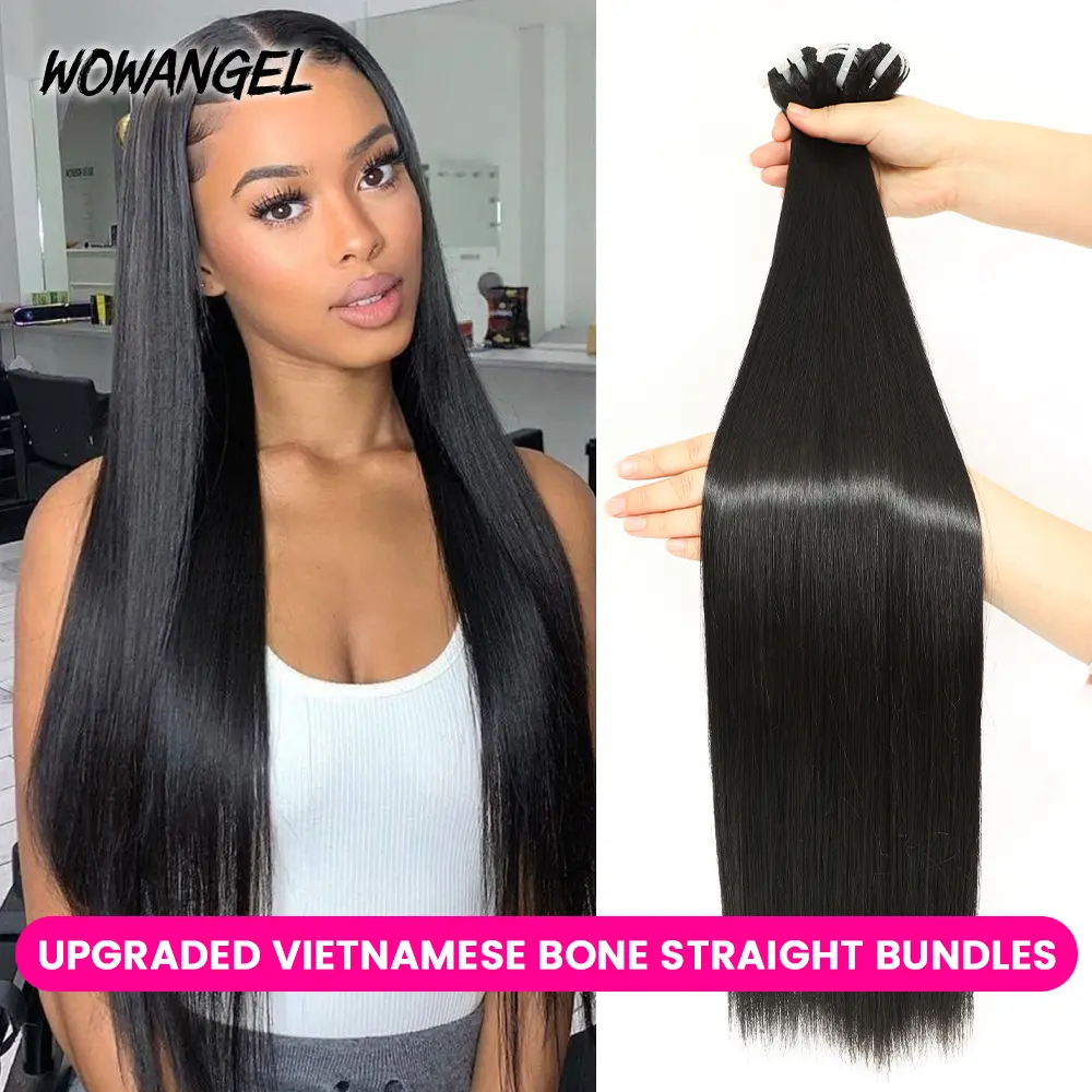 WOWANGEL Bone Straight Human Hair Bundles Real Unprocessed Vietnamese Hair Extensions For Women 1pc 3pcs Nature Black 26inch