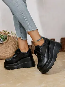 Women's Fashion Thick Sole Comfortable Height Increasing Single Shoes, Pure Color Casual Shoes for Parties Weddings Events Formal Shoes Prom Shoes