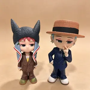 K-pop Idol G-D Style Figure, Cute Q Version Doll with Cat Hat & Straw Hat, Mini Desktop Decor Statue, Collectible Gift for Fans tiktokshopspringglowup