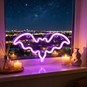 Halloween Bat Design Neon Sign, USB Or Battery Powered LED Light, Decorative Neon Sign for Party, Game Room and Bedroom, Halloween Party Decoration, Led Neon Lights