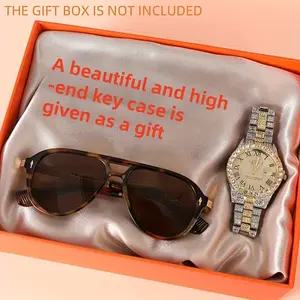 3pcs Luxury Men's And Women's Watch Sets Glow-in Luminous Hands Flashing Large Masonry Hat Toad Sunglasses To Send Advanced Mystery Key Pack Surprise. Gift