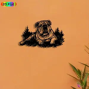 1pc Bulldog Metal Wall Art, Bold Bulldog Statue Mural, Ideal Gift for New Year, Christmas, Pet Decor Enthusiasts, Weather-Resistant Metal Wall Decor Wall Sculptures, Perfect for Garden Fence & Patio Wall, Unique Outdoor Animal Decor
