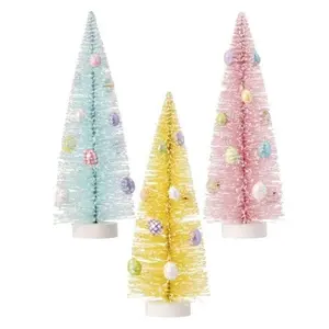 10" Flock Bristle Easter Tree With Eggs - Sold Individually