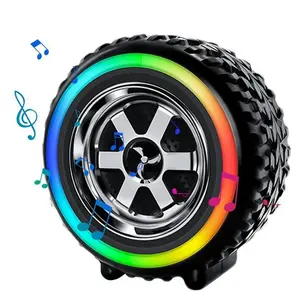 Colorful LED Light Wireless 10W Speaker Small Car Wheel Shaped With U Disk Tf Card Music Handheld Pocket Size 1200mAh Sound Bar