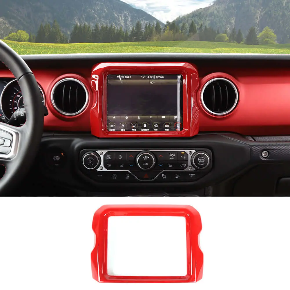 Custom Car Interior Kit for 2018-2023 Jeep Wrangler JL JLU & Gladiator JT Rubicon - Screen Dashboard Navigation Cover Trim Protector, Steering Wheel Stickers, Car Decorations, Truck Decals