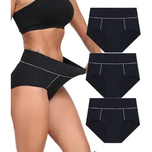Underwear for Women Cotton High Waist Panties Soft Stretch Full Coverage Briefs Ladies Breathable Panties-Multi Pack