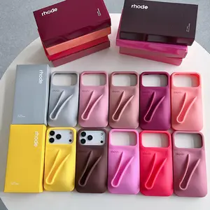[Fullset] Rhode Inspired Pink Lip Gloss Holder Phone Case with Lip Balm Included – Bubblegum Silicone iPhone Cover for iPhone 17 16 15 14 13