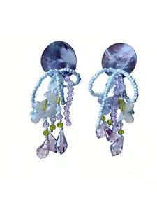 Handcrafted Beaded Floral Earrings, Shell Tassel Accessories, Sweet and Lively Charm, Perfect for Everyday and Festive Wear