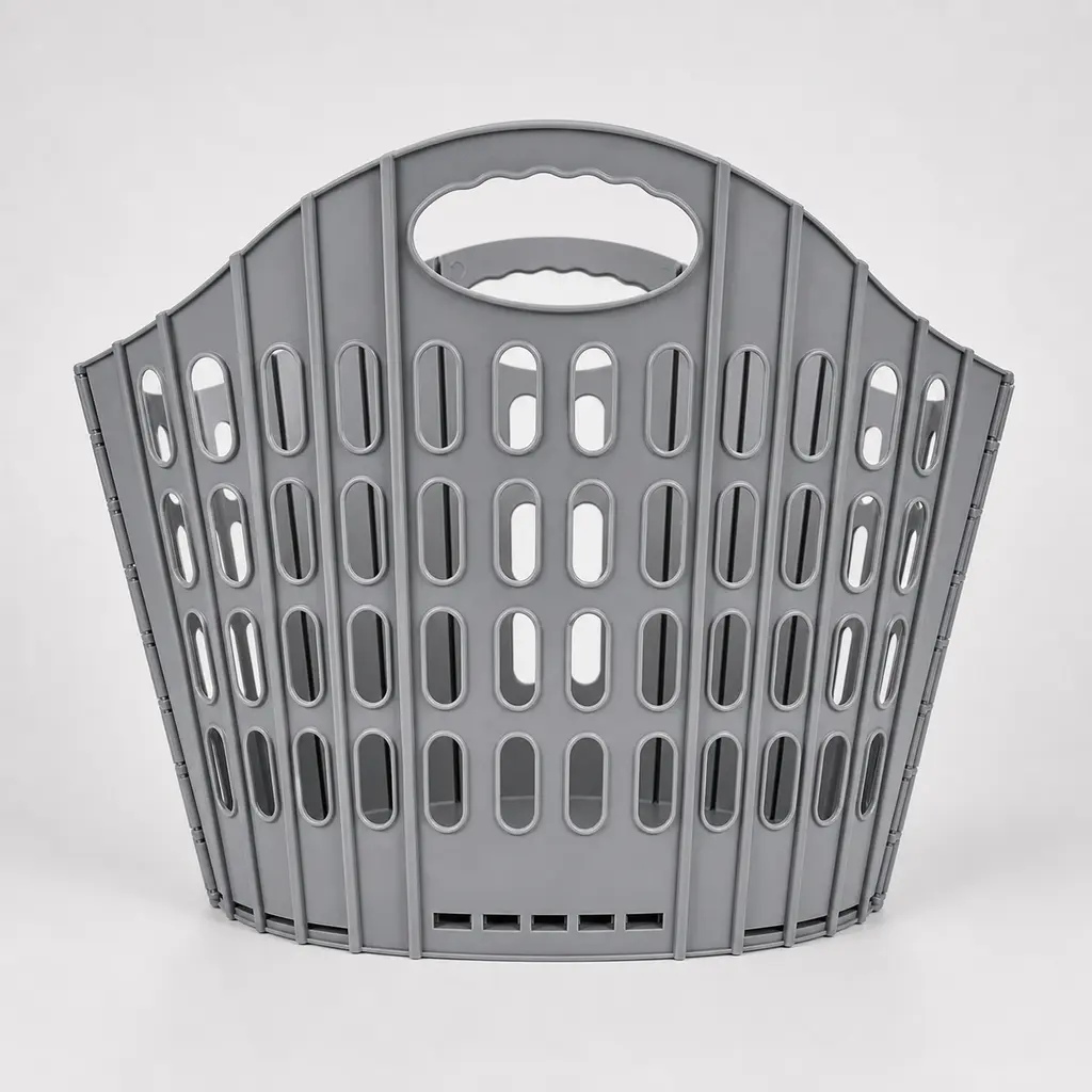 Plastic Hollow-Out Collapsible Laundry Hamper with Dual Carry Handles, Space-Saving Ventilated Dirty Clothes Bin for Bathroom, Bedroom Home Supplies