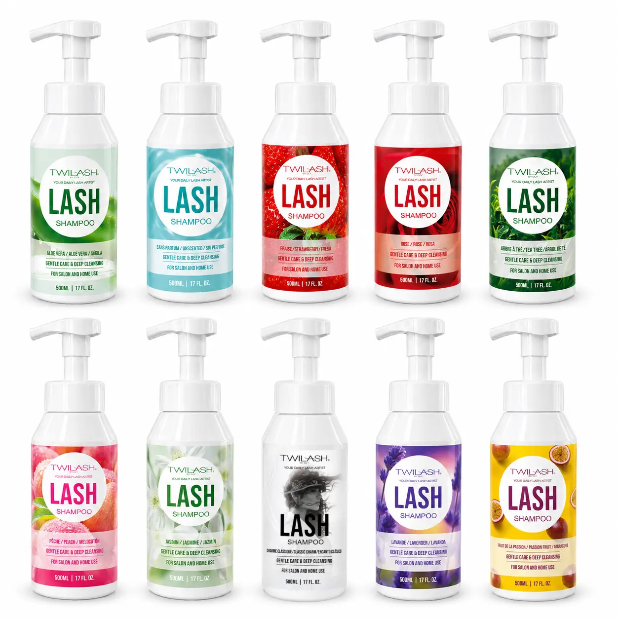 TWILASH Lash Shampoo Foam Cleanser for Eyelash Extensions, Gentle Deep Cleansing Lash Wash, Oil & Makeup Residue Remover, 500ml / 17 fl oz