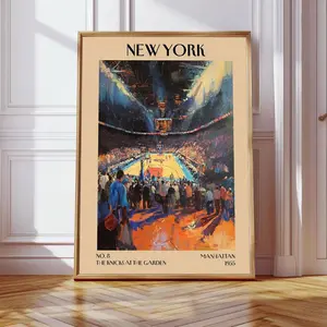 [Sale UPTo 30%] New York Knicks Basketball Art Print Ã¢ÂÂ Madison Square Garden Poster, Manhattan Sports Wall Decor, Poster Decor - Unframed