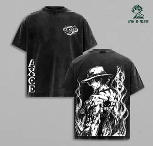 Ace Shirt – OP Washed Oversized Tee, Fire Fist Graphic, Retro Pirate Streetwear, Anime Gift for Fans 2025