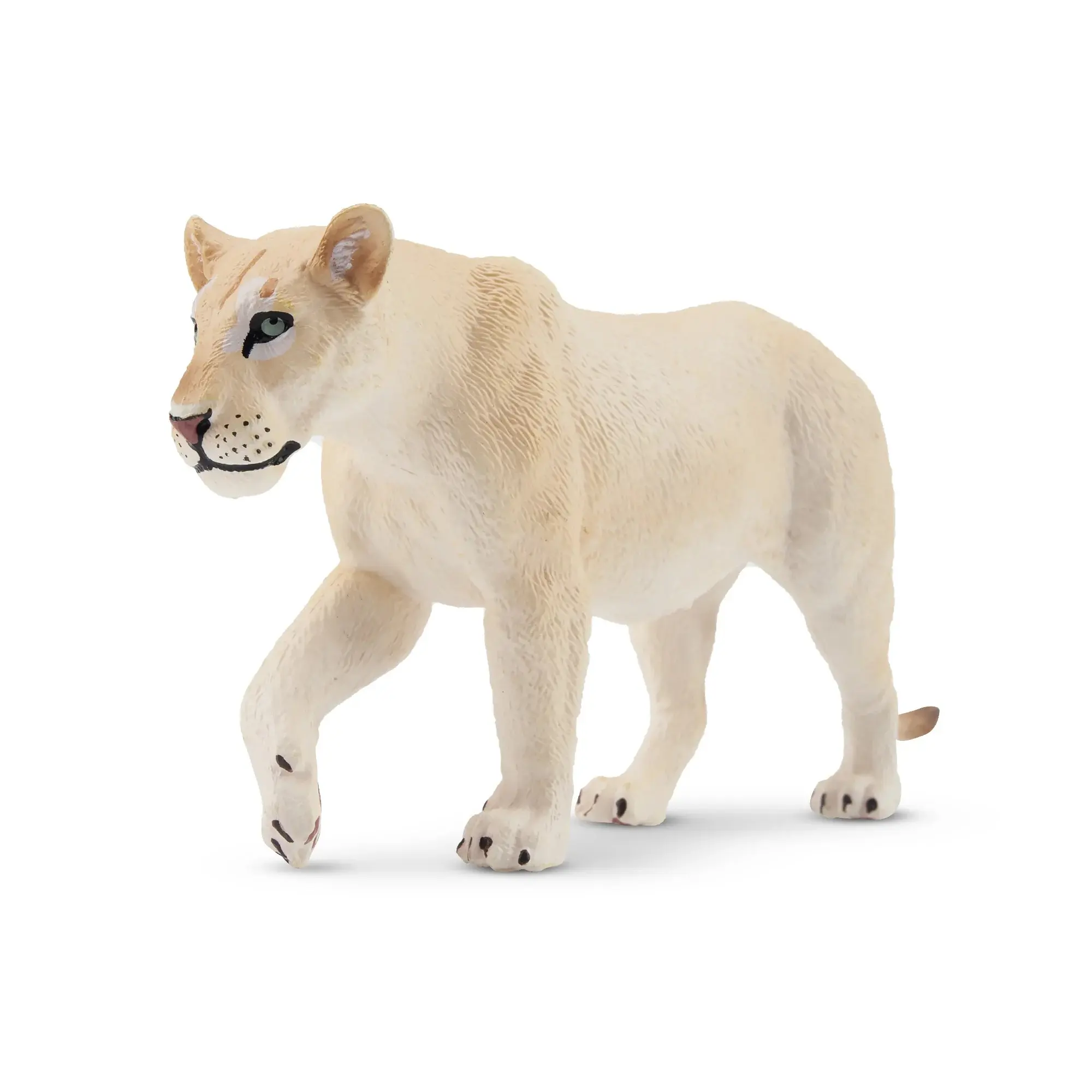 Toymany Hand-Painted Unisex Walking Pose White Lioness Animal Figurine - Realistic Model, Early Education Tool, Montessori Sensory Play Toy, Collectible Gift
