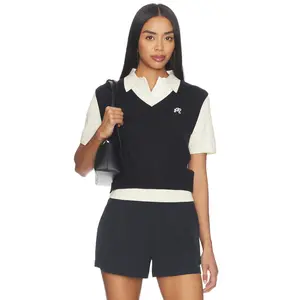 Malbon Veronica Polo Top in Black Onyx & Cream