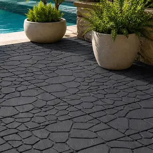 ARCH 12x12 Inch Interlocking Patio Deck Tiles, 44-Pack Dark Gray Polypropylene DIY Snap-Together Flooring for Porch, Poolside, Balcony, Backyard, Easy Install Outdoor Court Tiles with Drainage, Anti-Slip, 44 sq ft Coverage, Grey Color Options