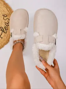 New Women's Thick Sole Faux Fur Lined Snow Boots Camel Color Winter Warm Flat Short Boots Outdoor Round Toe Fashion One-Step Home Shoes Winter Booties