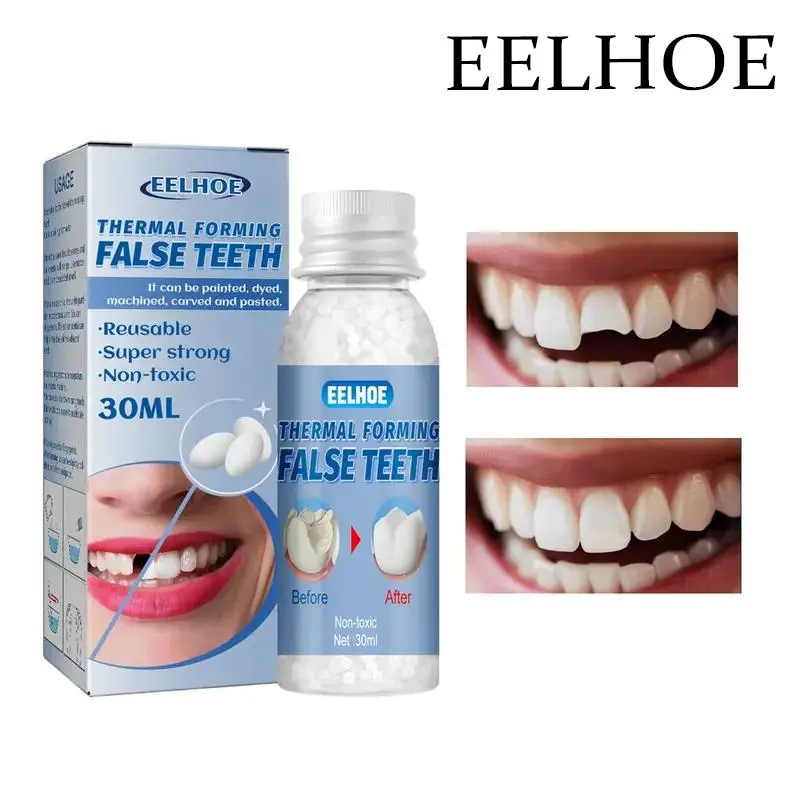 EELHOE Moldable Denture Pellets for Cavities，Moldable dental gel dentures, temporary dental fillings Teeth - Reusable, Non-Toxic, Super Strong Resin Gel for Oral Care