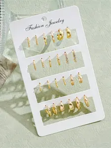 24pcs/Set Fashion Rhinestone Small Hoop Earrings, Casual Trendy Jewelry, Minimalist Style Everyday Statement Earrings For Women, Hoop Earring Sets, Suitable For Date, Holiday, Anniversary Gift