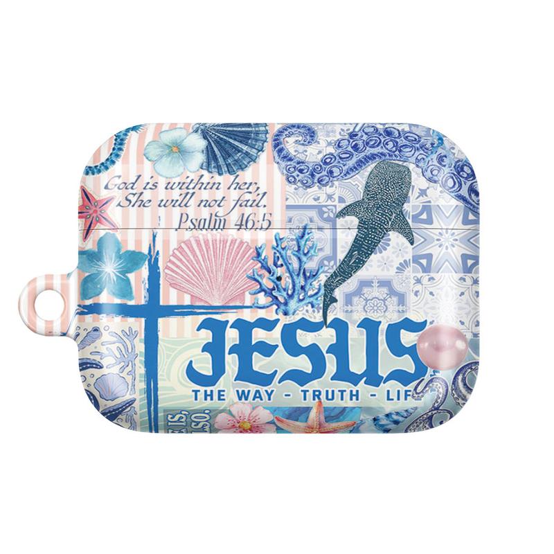 Jesus Shark AirPods Case – Christian Ocean Bible Verse Cover for AirPods Pro/Pro 2, AirPods 1/2/3/4 Case Faith Gift for Believers