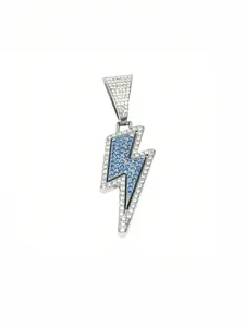 Trendy Alloy Necklace with Zircon Pendant, Streetwear Artisan Jewelry, Hip-Hop Rap Gift, Perfect for Casual, Lightning Bolt Necklaces