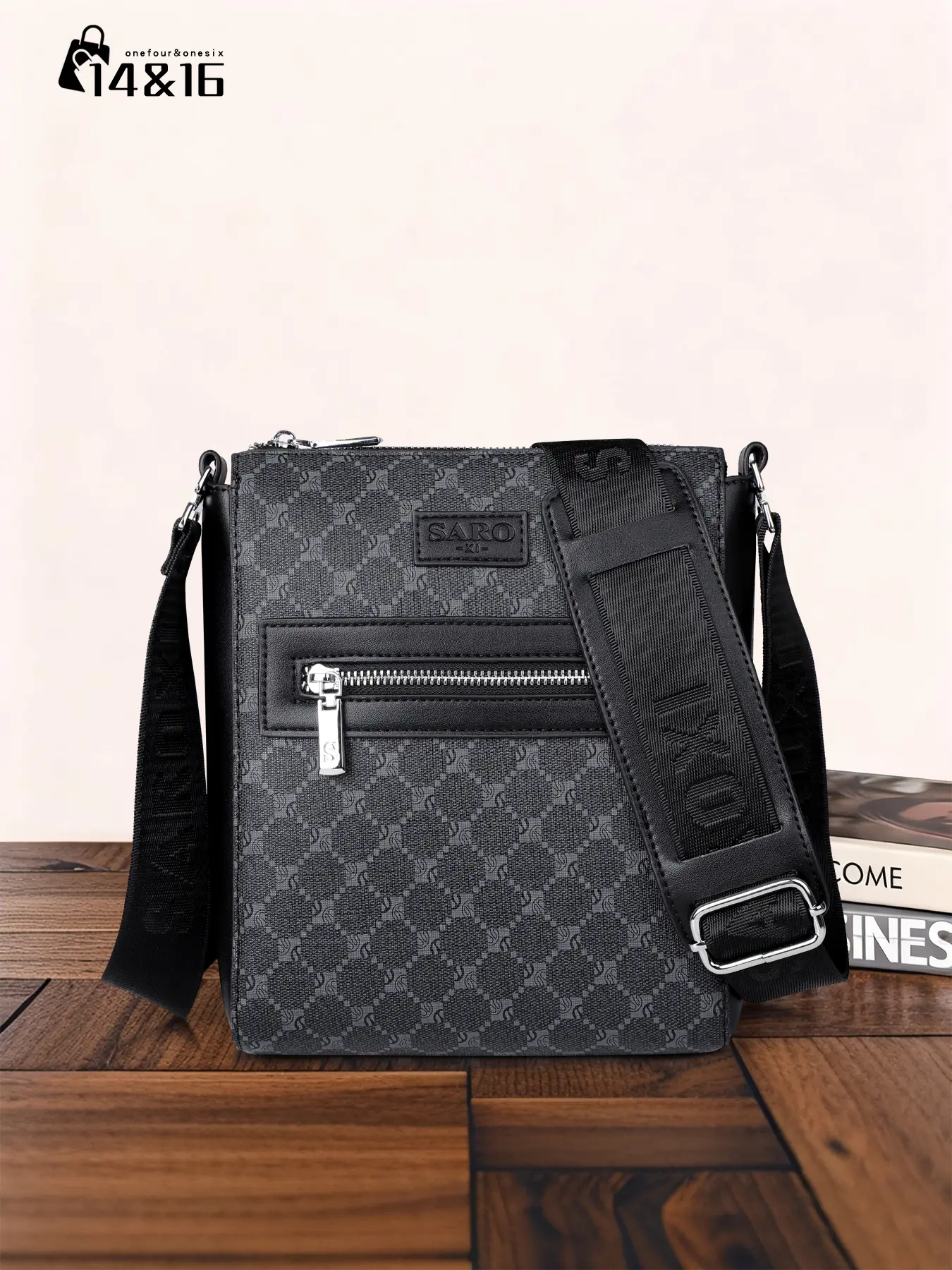 Men's New Trend Business Style All Over Print Zipper Crossbody Bag, Fashionable PVC Leather Shoulder Bag, Casual Square Crossbody Bag with Adjustable Strap for Work Office & Daily Used, Zipper Crossbody Tote, Crossbody Messenger Bag, Casual Crossbody Bags