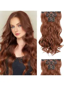 6-Piece Set Wavy Synthetic Hair Extensions, 16 Clips Long Curl Hair Clip-In Pieces, Suitable for Daily Wear by Women, All Seasons, Clip On Hairpieces