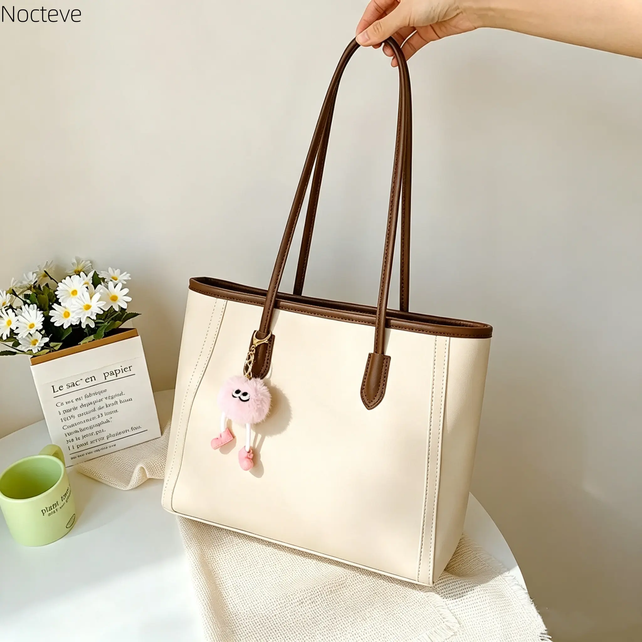 2026 New Summer Minimalist Women's Textured Tote Bag - Elegant Korean-Style Versatile Underarm Shoulder Handbag, Lightweight Sturdy Fashion Accessory for Daily Commute & Office Work