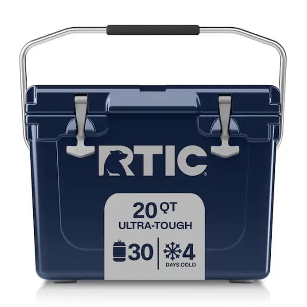 RTIC 20QT Ultra-Tough Rotomolded Hard Cooler Navy Ice Chest with Drain Plug