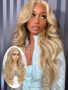 Lehanhair 24 Inch Long Body Wave Wig for Women, Gorgeous Fluffy No-Bangs Synthetic Heat Resistant 13x6 Lace Front Wig for Daily Use and Parties, Glueless Wig