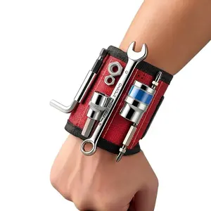 Strong Magnetic Wrist Strap Tool Organizer with Back Adhesive Hook-and-Loop Tape, Tool Organisers Accessory for Hardware, Screwdrivers, Screw Pickup
