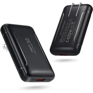 Ultra Slim Flat Portable USB Wall Charger Plug, 2 Pack Black