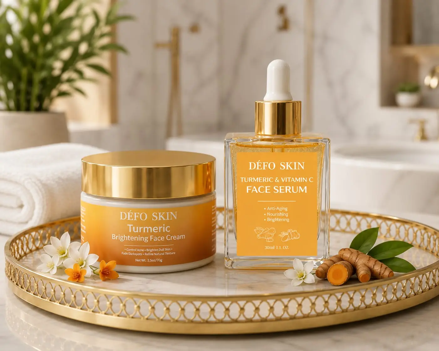 Turmeric Brightening Face Cream PLUS Turmeric Face Serum SETS