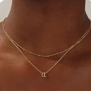 Women's Fashion Multi-layer Letter Necklace Personalized 14K Gold Plated Initial Necklace for Women Girls Birthday, Mother's Day, Valentine's Day Gift Jewelry