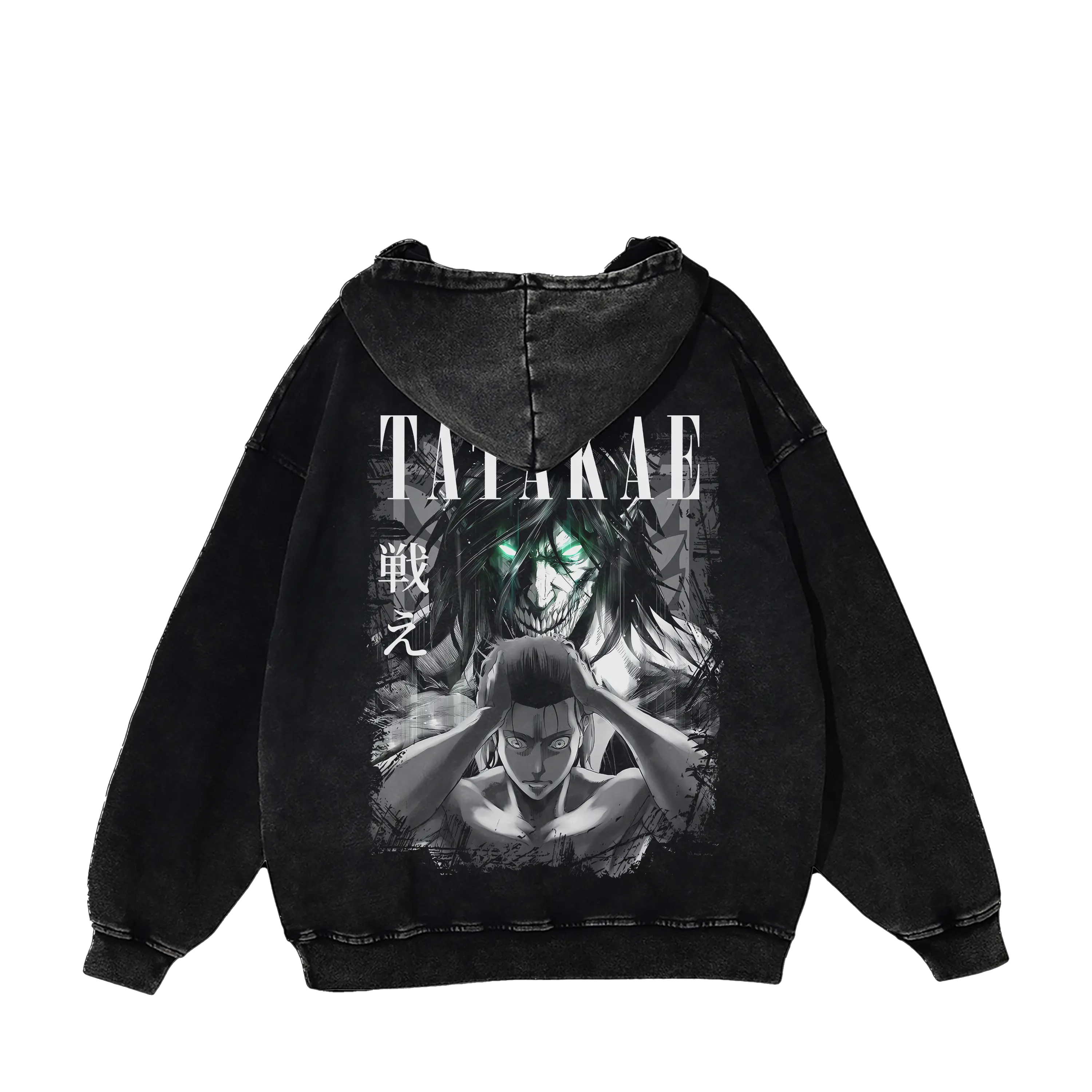Eren Green Eye Hoodie – AOT Anime Oversized Vintage Streetwear Hoodie, Graphic Pullover Collector Edition, Fan Gift