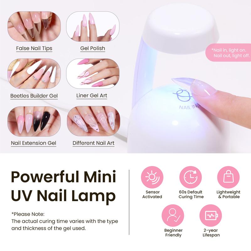 Beetles Tipex Instant Apex Nail Extension Tips Kit - with Jelly Gel Polish Base Gel Top Coat Cuticle Oil Almond Shape Thick Acrylic Nail Flat Nails Manicure Gel press ons Nail Art DIY Nails Art  Nail Glue Spring Nail Valentine Gift Flower