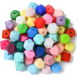 100/60/30/10pcs Silicone Beads Mixed Color Diy Mix Beads Hexagonal Silicone Beads Bulk Spacer Beads Silicone Bead Kit Diy Beading Accessories for Beading Making Bracelet Necklace Keychain Jewelry Making