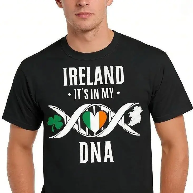 Ireland DNA T-Shirt: Irish Heritage Shamrock Tee,100% Pure Cotton, Breathable. Suitable For All Seasons.