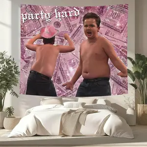 Party Hard Tapestry, 1 Count Funny Party Tapestry, Aesthetic Wall Hanging Tapestry for Bedroom Home Office Decor