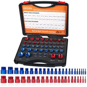 44pcs Inch & Metric Nut Bolt Thread Checker Identifier, Portable Thread Gauges Box Set, Dual Standard Thread Measuring Tools, Practical Hardware Accessories for Mechanical Auto Repair Workshop Household Daily Use