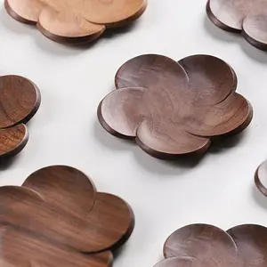 Wooden Cloud Shaped Coaster, 6 Counts/set Heat Insulation Tea Cup Holder, Decorative Coaster for Home Kitchen Dining Room, Wooden Coasters