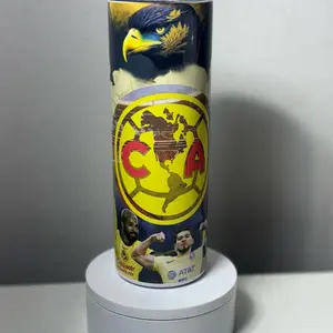 Club América Tumbler 20oz Capacity Splash-Proof Sliding Lid Metal Straw Non-Slip Silicone Grip Cleaning Brush Perfect for Hydration