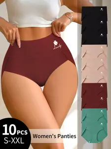 QUASTI 10pcs High Elasticity Briefs Control Panties With Breathable Stretchy Fabric, Soft Intimates For Women'S Lingerie & Underwear - Everyday Essential For Comfort And Confidence Womenswear Basic Polyester Piece