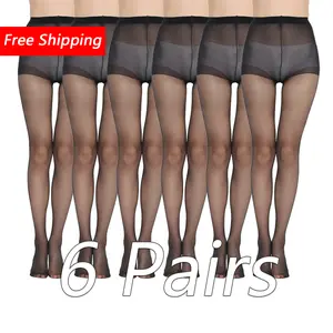 6 Pairs MAX 154LB Women's 3D Ultra-Thin High-Stretch Breathable Non-Stuffy Pantyhose - Super Smooth Reinforced Toe Design Elegant Solid Color for Casual & Formal Occasions